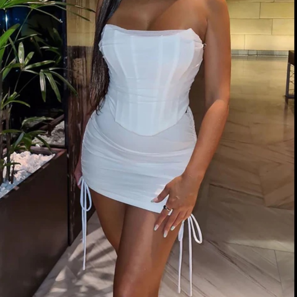 Fashion Nova Bombshell Ruched Mini Skirt Set